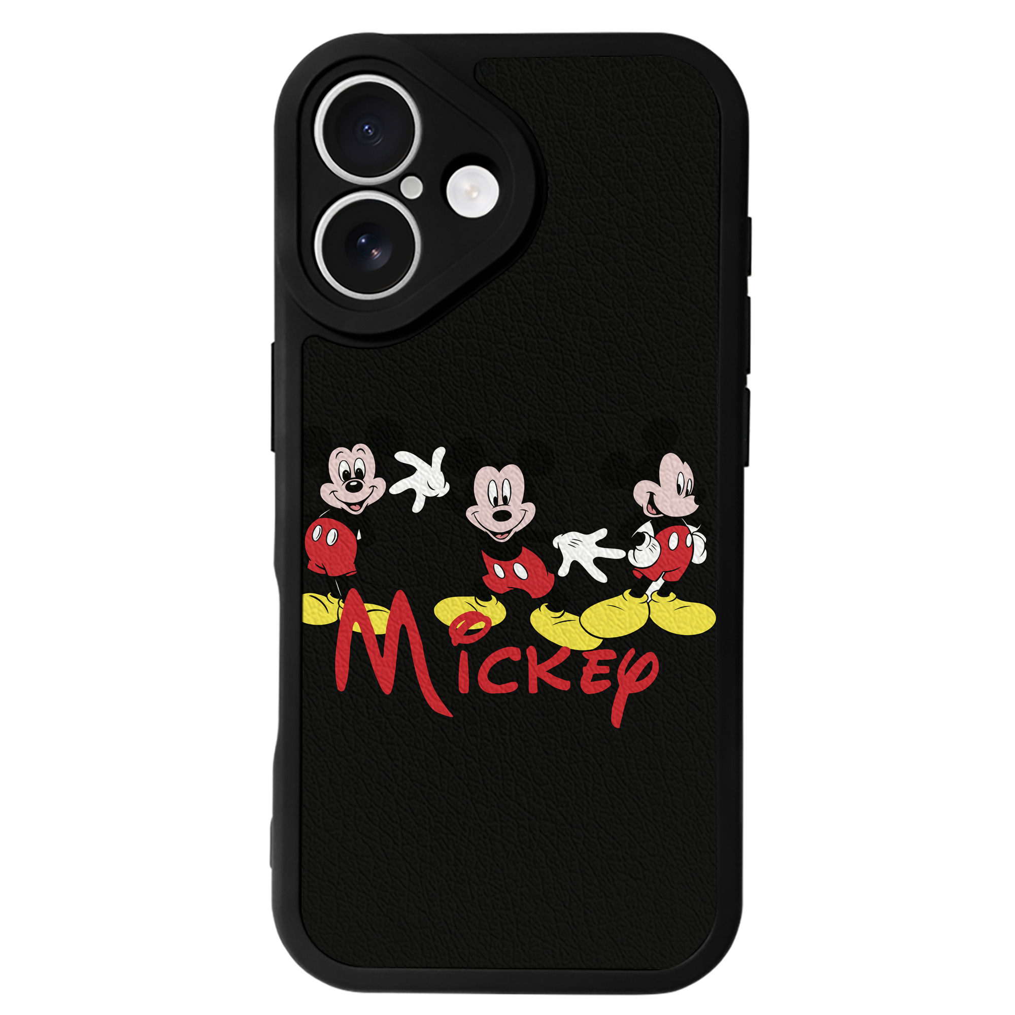 （画像用） ミッキーマウス Mickey Mouse 【iPhone 16シリーズ対応】シリコンスマホケース（レザー調） 材質：シリコン